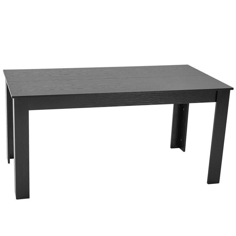 Suorakulmainen MDF-ruokapöytä laminaattipinnalla 160 x 80 cm 4–6 hengelle musta