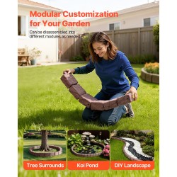 Muovinen kivireunus PE-muovi 1190 mm 4-pakkaus ruskea piha-rajaukseen