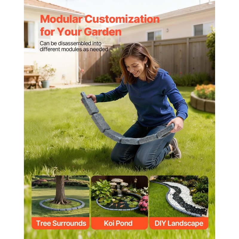 Tekokivinen PE-muovinen reunuselementti 1180×95×57 mm pakkaus 6 kiveä hiekkakiven harmaa