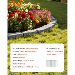 Tekokivinen PE-muovinen reunuselementti 1180×95×57 mm pakkaus 6 kiveä hiekkakiven harmaa