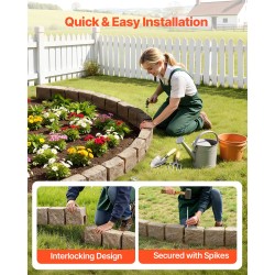 Kivireunus PE-muovinen beige 4 kpl pakkaus nurmikon rajaukseen