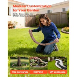 Nurmikon reunus PE-muovinen 1180×95×57 mm 4 kpl pakkaus ruskea joustava kiinnityspiikeillä