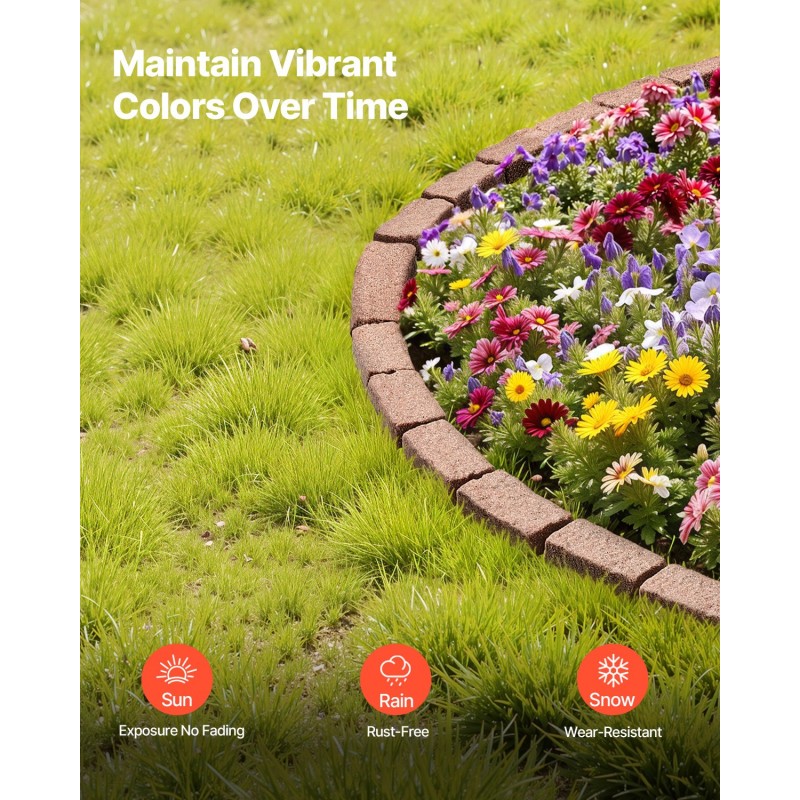 Nurmikon reunus PE-muovinen 1180×95×57 mm 4 kpl pakkaus ruskea joustava kiinnityspiikeillä