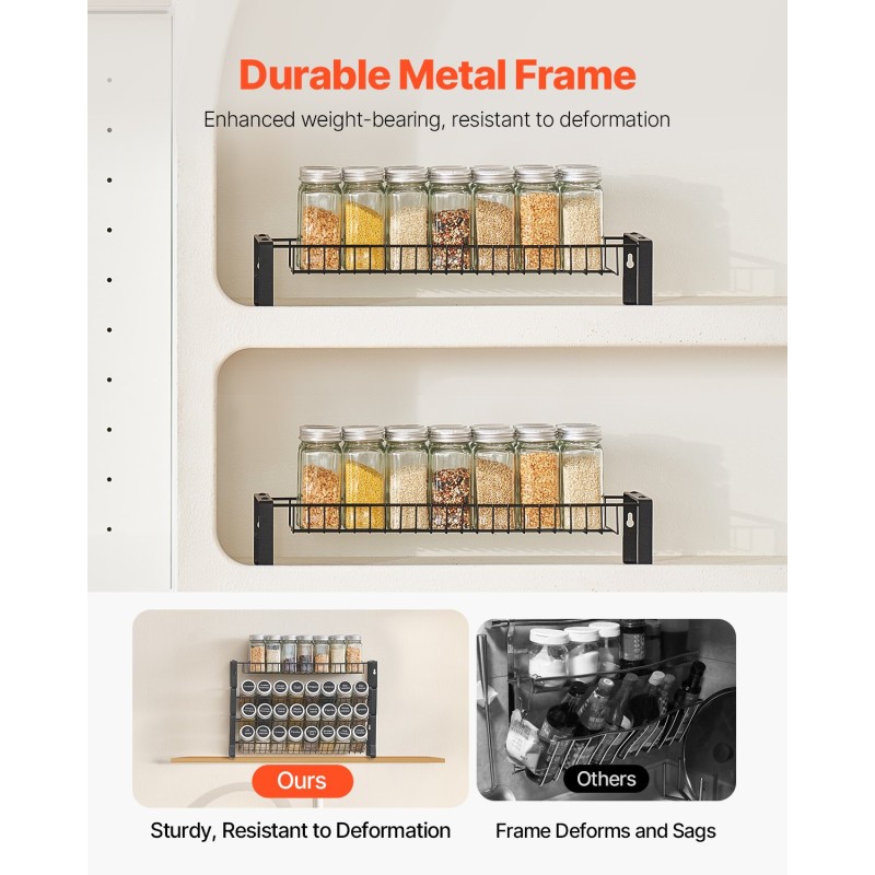 Mausteteline nelitasoinen pinottava seinä- ja tasoasennettava maustepurkeille