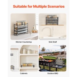 Mausteteline nelitasoinen pinottava seinä- ja tasoasennettava maustepurkeille