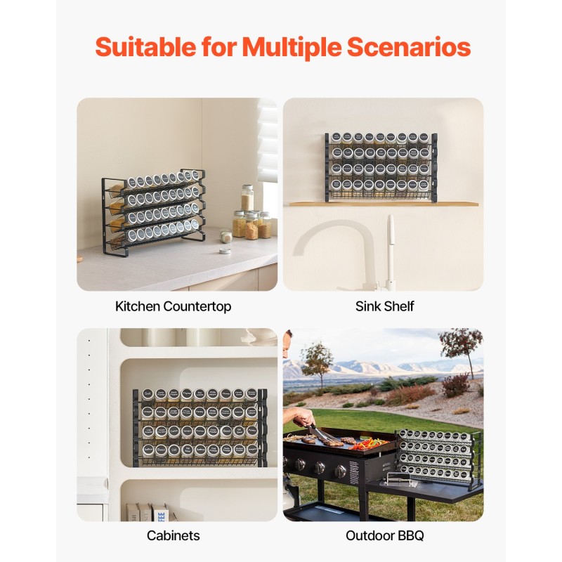 Maustehylly monitasoinen lasipurkeilla 36 purkkia työtasolle tai seinälle