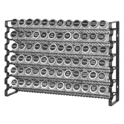 Maustehylly 6 tasoa 72 läpinäkyvää lasipurkkia seinälle tai pöydälle