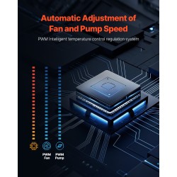 AIO-vesijäähdytin prosessorille 120 mm PWM-tuuletin 1,8 tuuman näyttö musta