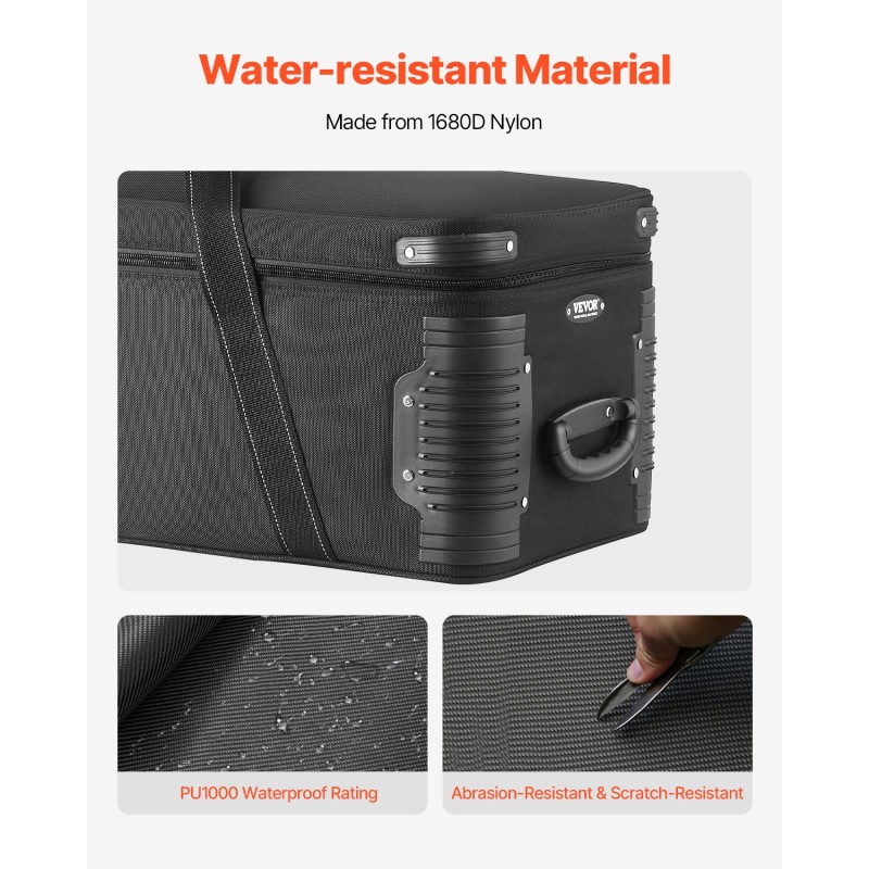 Studiovarustelaukku pyörillä vedenkestävä 1680D nylonista 90,7 l studiovarusteille