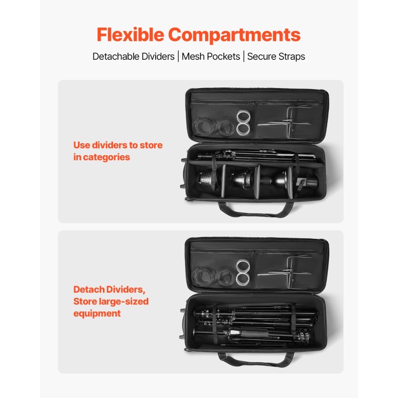 Studiovarustelaukku pyörillä vedenkestävä 1680D nylonista 90,7 l studiovarusteille