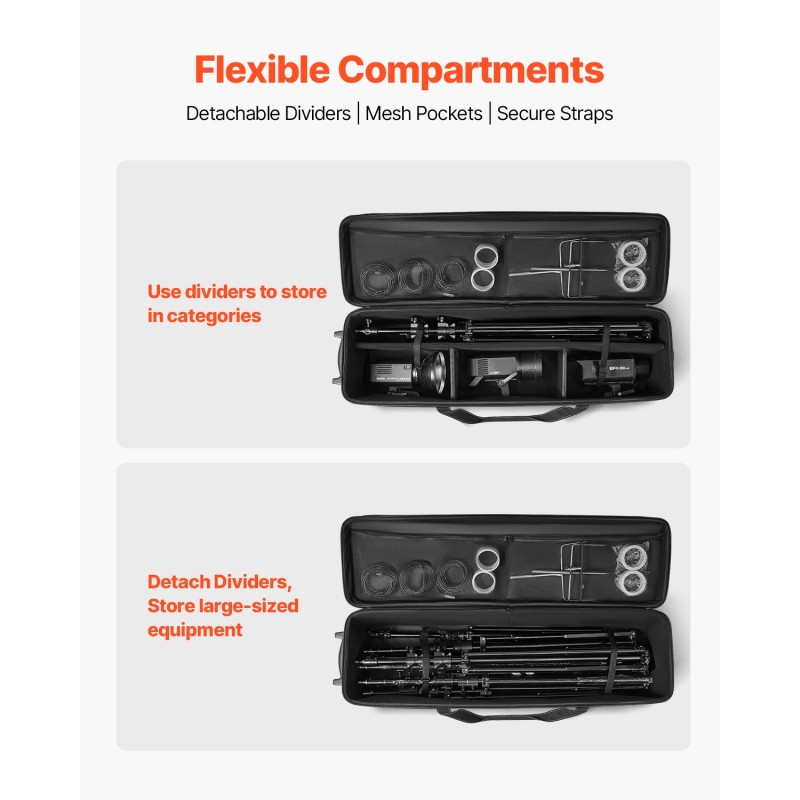 Studiotrolleylaukku 129,9 l vedenkestävä 1680D nylonmateriaali