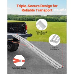 Alumiininen taittuva kuormausramppi pienten mönkijöiden ja moottoripyörien lastaukseen