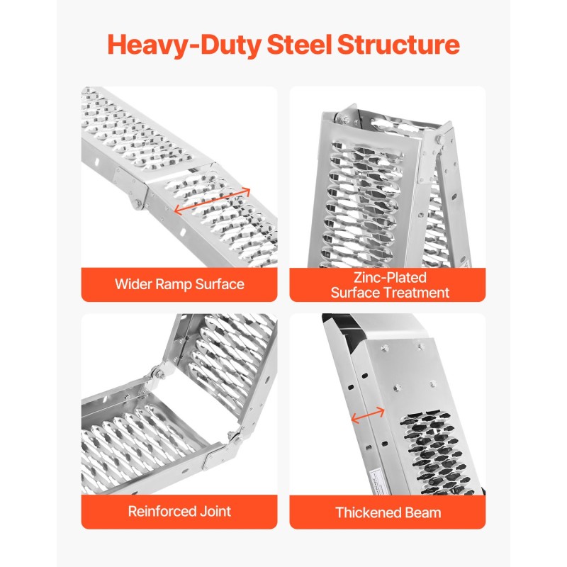 Teräs lastausrampit 2 kpl kantavuus 1000 paunaa taittuvat leveät ajopinnat