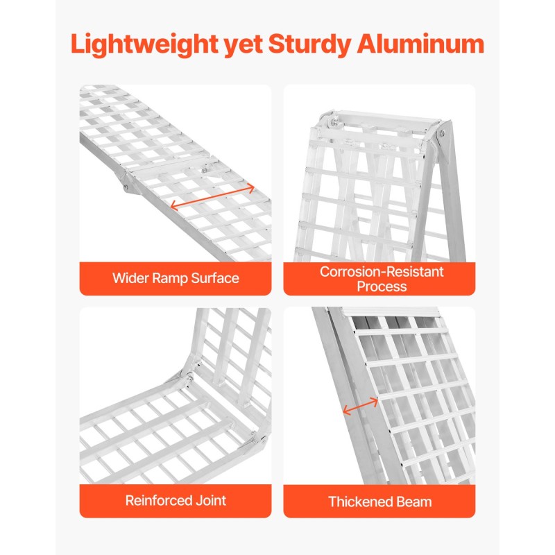 Alumiiniset kuormausrampit kaksi kappaletta taitettavat kumikynnyslevyt mönkijöille ja moottoripyörille