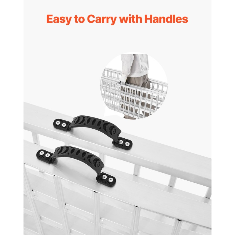 Alumiiniset kuormausrampit kaksi kappaletta taitettavat kumikynnyslevyt mönkijöille ja moottoripyörille