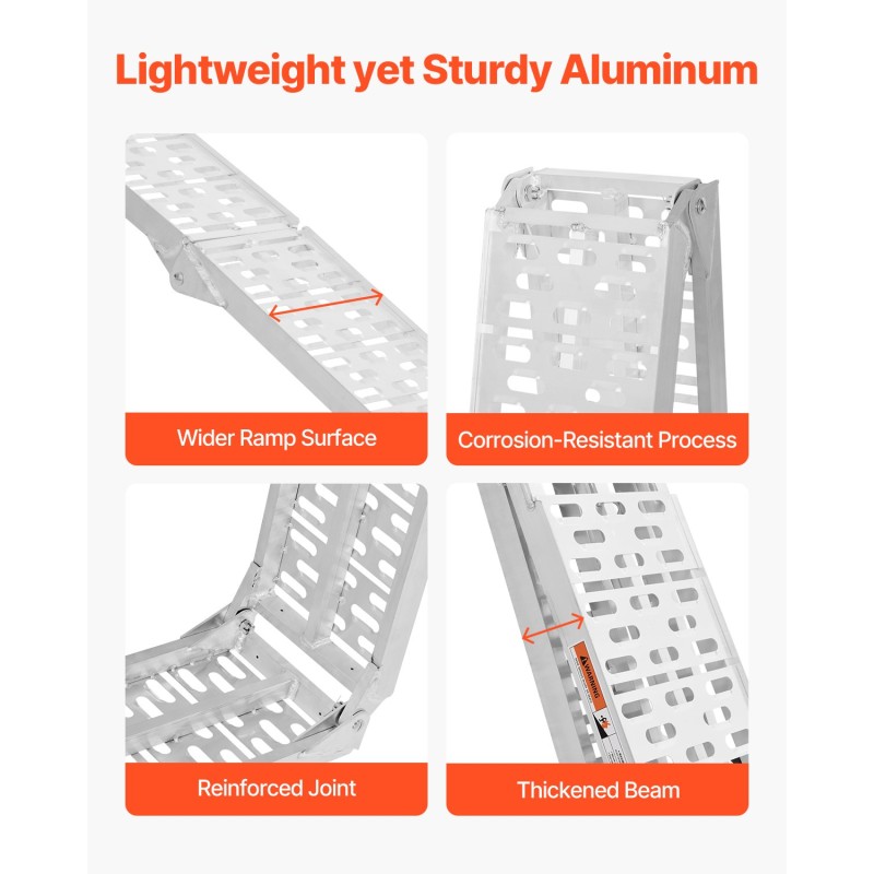 Alumiininen ajoluiska 3050 mm auki 295 mm leveys 750 paunaa 1 kpl