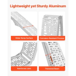 Alumiiniset taittuvat lastaussillat avattuna 2285×305×50 millimetriä 2 kpl 1500 paunaa