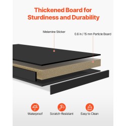 Pöytähylly lastulevy melamiinipinnoite musta 65 kg kantavuus useilla lokeroilla pöydälle