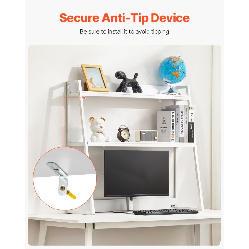 Pöytähylly 2-tasoinen valkoinen lastulevyinen työpöydälle 95x32x90 cm