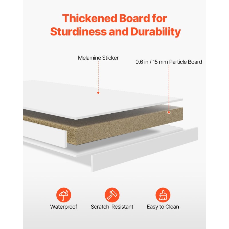 Pöytähylly 2-tasoinen valkoinen lastulevy melamiinipaperi kantokyky 60 kg 94,5×24,1×73,4 cm