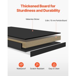 Pöytähylly kaksi tasoa lastulevy melamiinipinta musta työpöydälle