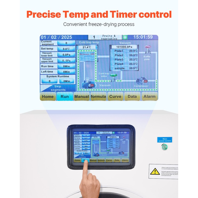 Tyhjiöpakastokuivain elintarvikkeille 4 tasoa 4–6 kg erä 304 ruostumaton teräs