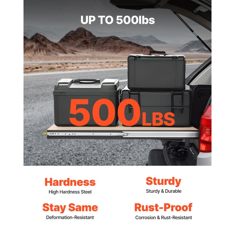 Laatikkokisko täysilaajenteinen teräs 470 mm 226.8 kg kantavuus lukittava kuulalaakerit