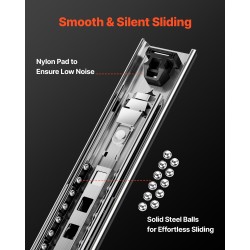 Laatikkokiskot teräs 1500 mm täysi ulosveto lukittavat kuulalaakerit sivukiinnitys