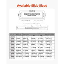 Täyden vedon lukittuvat laatikkokiskot sivukiinnitys 1540 mm kantavuus 226,8 kg