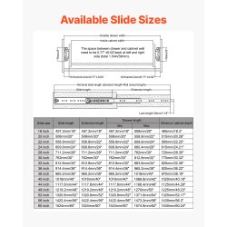 Täysin ulosvedettävät lukittavat sivukiinnitteiset kuulalaakerikiskot 1435 mm 226,8 kg