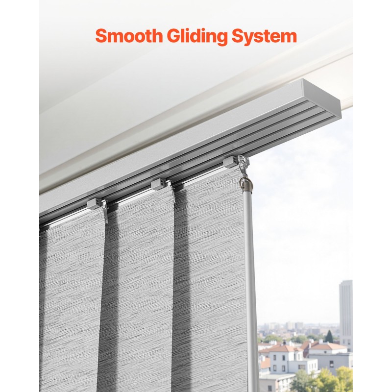 Paneeliverhojärjestelmä säädettävä alumiinikiskolla polyesterikankaalla harmaa 4 paneelia 116–218 cm