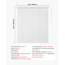 Paneeliverho valkoinen polyesteri neljä paneelia säädettävä kisko liukuoviin