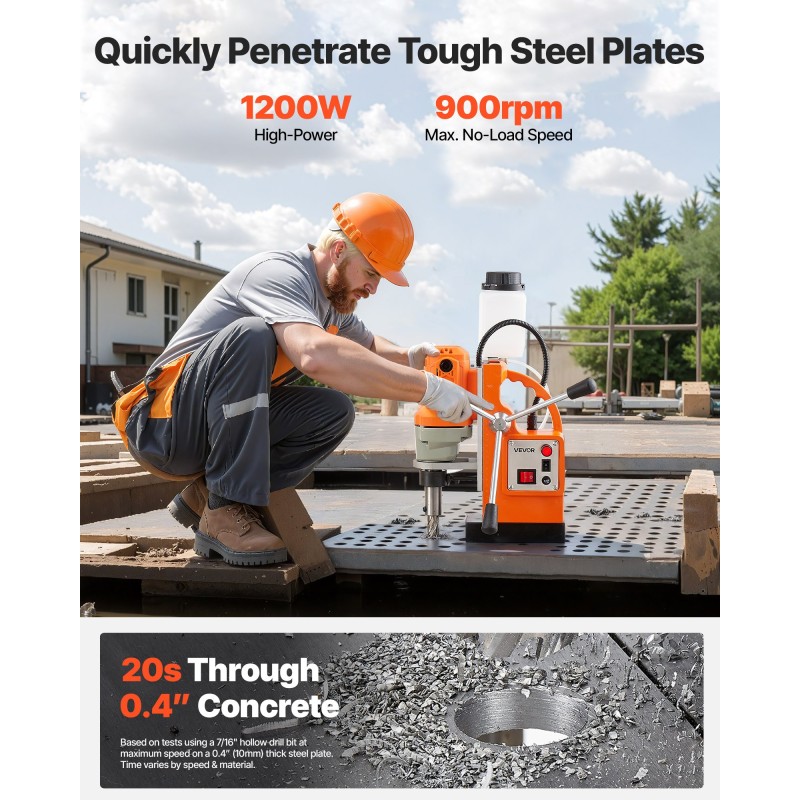 Magneettinen pylväsporakone metallirunkoinen 1200W 10000N 38 mm 19 mm Weldon-istukka