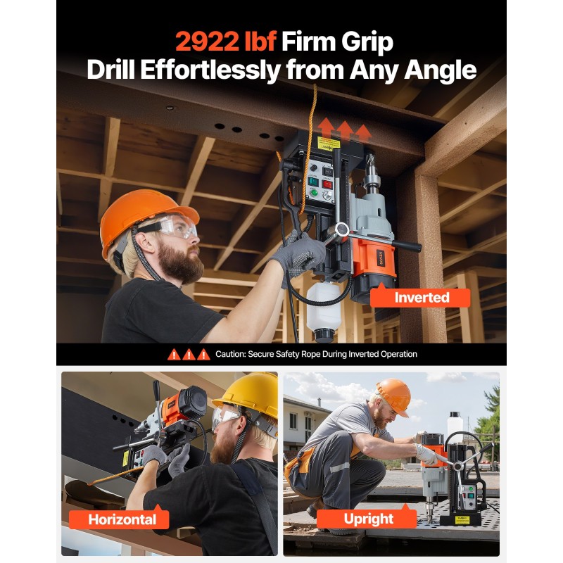 Magneettinen pylväsporakone metallirunkoinen 1500W maksimi poran halkaisija 60 mm 13000N pitovoima