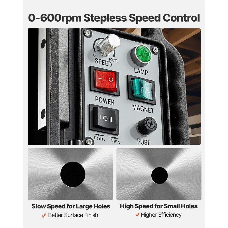 Magneettinen pylväsporakone metallirunkoinen 1500W maksimi poran halkaisija 60 mm 13000N pitovoima