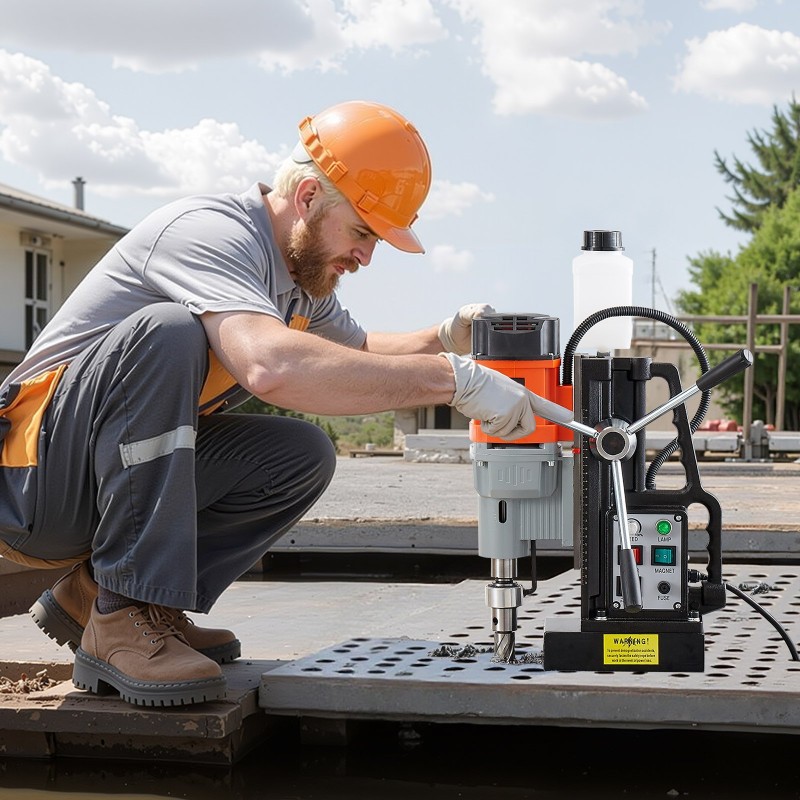 Magneettinen pylväsporakone metallirunkoinen 1500W maksimi poran halkaisija 60 mm 13000N pitovoima