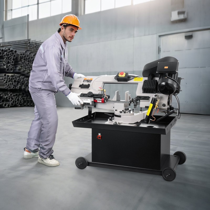 Metallinen vaaka- ja pystyyn käännettävä vannesaha 1,1 kW 178 x 209 mm