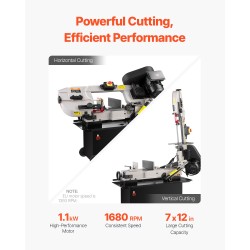 Metallinen vannesaha vaaka- ja pystyleikkaukseen 178 x 305 mm 1,1 kW