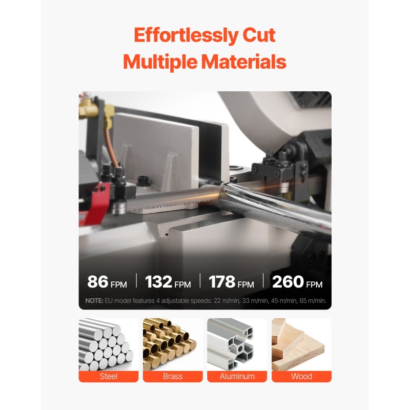 Metallinen vannesaha vaaka- ja pystyleikkaukseen 178 x 305 mm 1,1 kW