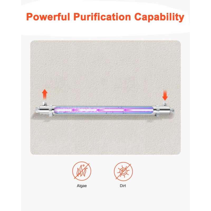 UV-vedenpuhdistin 304-ruostumaton teräs koko talon 50W 45,4 l/min