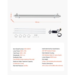 UV-vedenpuhdistin 304-ruostumaton teräs koko talon 50W 45,4 l/min