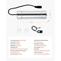 UV-vedenpuhdistin 304-ruostumattomasta teräksestä 8W 3,785 l/min kotikäyttöön
