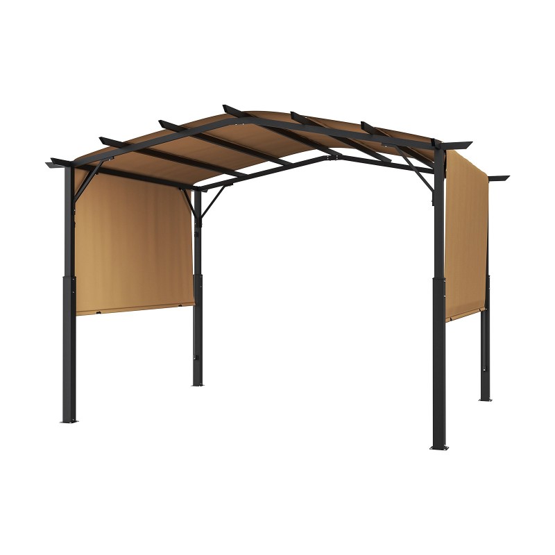 Terassipergola hiiliteräsrunko 365 x 305 cm 180g polyesteri PA-vesitiivis