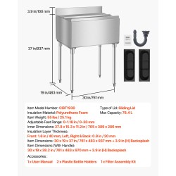 Jääallas 78,4 l 304-elintarviketeräs polyuretaanieriste liukukansi tiskin alle