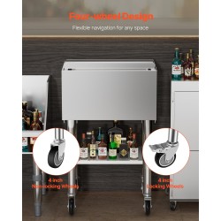 Jääsäiliö 61,6 l 304-elintarviketeräs liukuva kansi pyörillä ammattikäyttöön