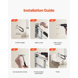 Wc-turvakaide kääntyvä alumiini 30-tuumainen 136 kg EVA-vaahtokahva
