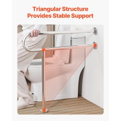 Lattialla seisova U-muotoinen tukikaide ruostumattomasta teräksestä liukuesteellä 136 kg kantavuus