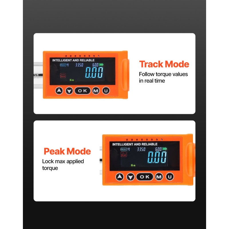Digitaalinen momenttiavainsarja 2-osainen 1/2 ja 3/8 LCD-näytöllä