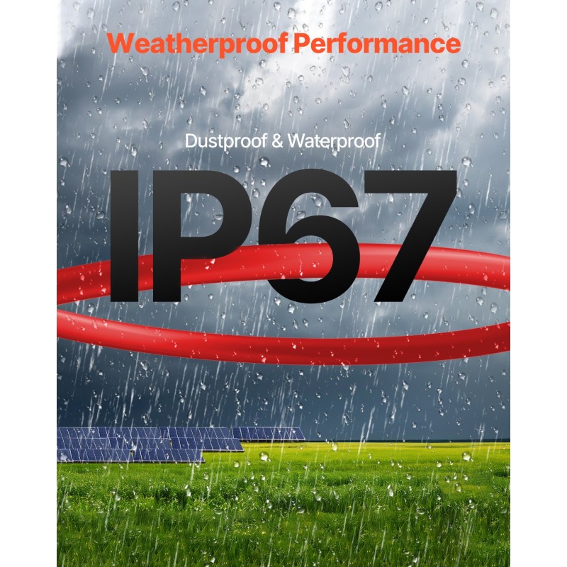 Aurinkopaneelin jatkokaapeli 6 mm² 30,48 m kuparijohtimella IP67 punainen