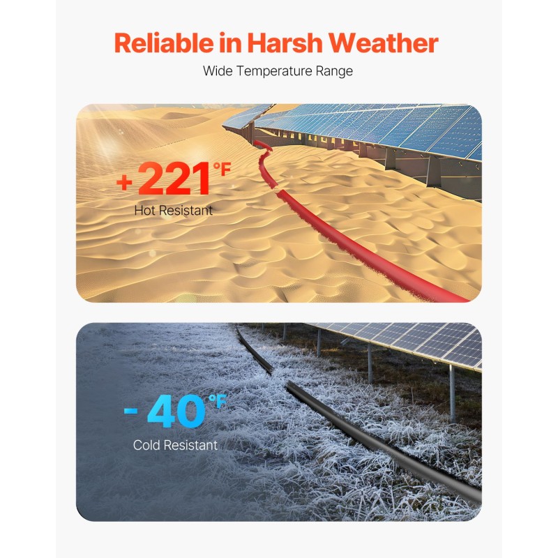 Aurinkopaneelin jatkokaapelisarja kupari 6 mm² 2 kpl 15,24 m vesitiiviit liittimet
